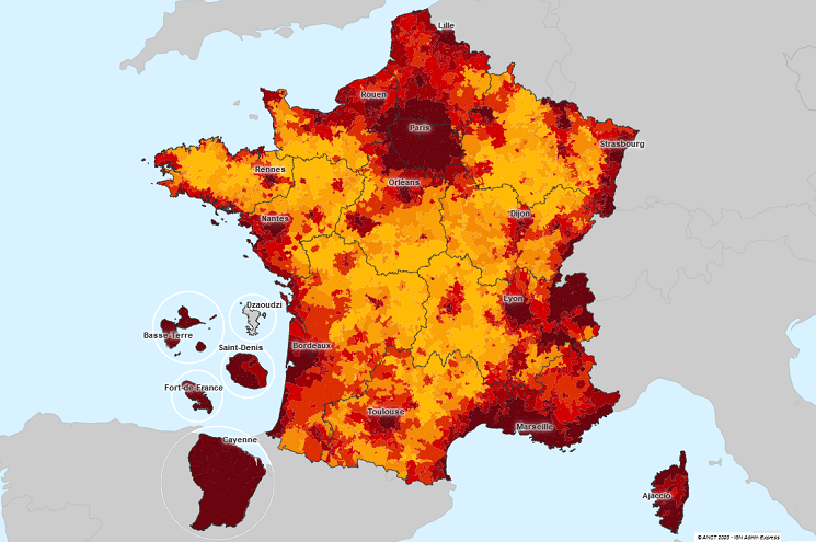 La carte des loyers des maisons et appartements en France
